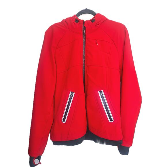 Athleta Jackets & Blazers - Athleta Softshell Waterproof Ski Jacket Red Hooded Large Gorpcore Winter Hiking
